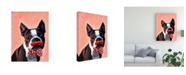 Trademark Global Fab Funky Boston Terrier Portrait, with Red Bow Tie and Moustache Canvas Art - 27" x 33.5"